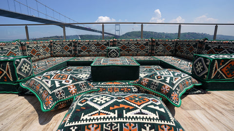 U Shaped Floor Seating Sofa, Arabic Jalsa, Moroccan Sofa Set