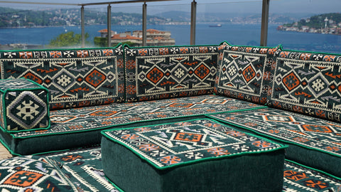 L Shaped Moroccan Sofa, Turkish Floor Sofa Set, Majlis Sofa