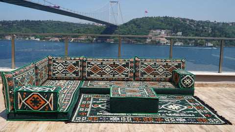 L Shaped Moroccan Sofa, Turkish Floor Sofa Set, Majlis Sofa