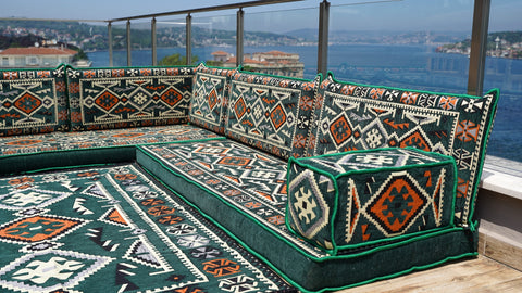 L Shaped Moroccan Sofa, Turkish Floor Sofa Set, Majlis Sofa