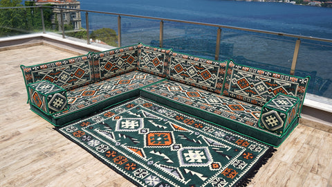 L Shaped Moroccan Sofa, Turkish Floor Sofa Set, Majlis Sofa
