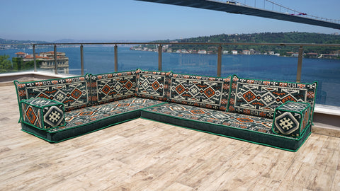 L Shaped Moroccan Sofa, Turkish Floor Sofa Set, Majlis Sofa