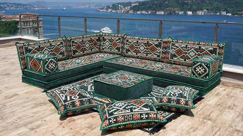 L Shaped Moroccan Sofa, Turkish Floor Sofa Set, Majlis Sofa