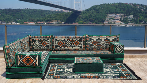 L Shaped Moroccan Sofa, Turkish Floor Sofa Set, Majlis Sofa