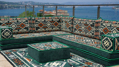 L Shaped Moroccan Sofa, Turkish Floor Sofa Set, Majlis Sofa
