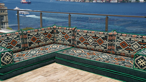 L Shaped Moroccan Sofa, Turkish Floor Sofa Set, Majlis Sofa