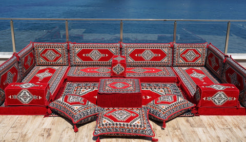 8 Thickness U Sofa Set, Arabic Sofa, Floor Cushions, Moroccan Sofa Set, Arabic Jalsa