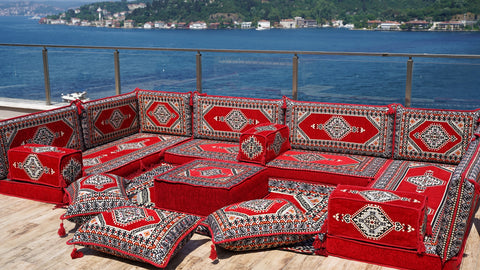 U Shaped Arabic Sofa, Floor Cushions, Moroccan Sofa Set, Arabic Jalsa