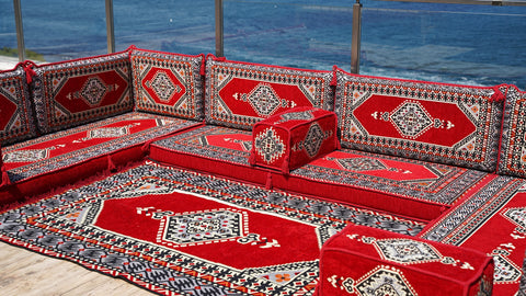 U Shaped Arabic Sofa, Floor Cushions, Moroccan Sofa Set, Arabic Jalsa