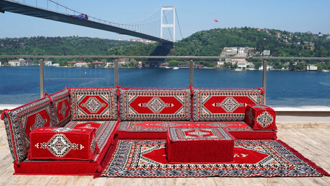 Moroccan Sofa, L Shaped Floor Sofa, Turkish Seating Pillows Set