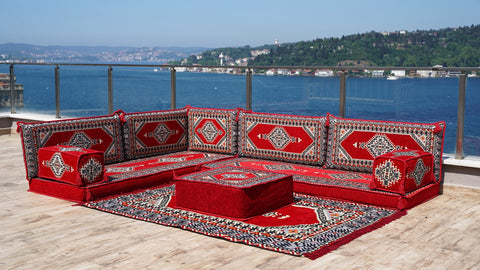 Moroccan Sofa, L Shaped Floor Sofa, Turkish Seating Pillows Set