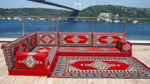 Moroccan Sofa, L Shaped Floor Sofa, Turkish Seating Pillows Set