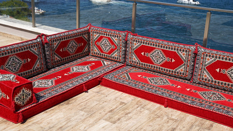 Moroccan Sofa, L Shaped Floor Sofa, Turkish Seating Pillows Set