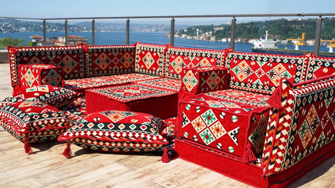 8 Thickness U Sofa Set, Turkish Sofa, Floor Seating, Handmade Moroccan Sofa