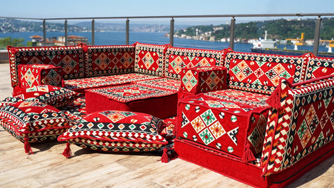 U Shaped Turkish Sofa, Floor Seating, Handmade Moroccan Sofa