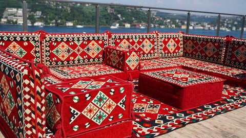 U Shaped Turkish Sofa, Floor Seating, Handmade Moroccan Sofa