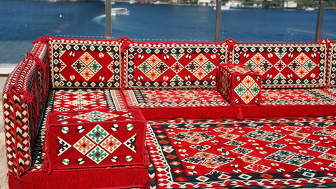 8 Thickness U Sofa Set, Turkish Sofa, Floor Seating, Handmade Moroccan Sofa