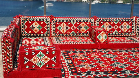 U Shaped Turkish Sofa, Floor Seating, Handmade Moroccan Sofa