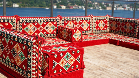 U Shaped Turkish Sofa, Floor Seating, Handmade Moroccan Sofa