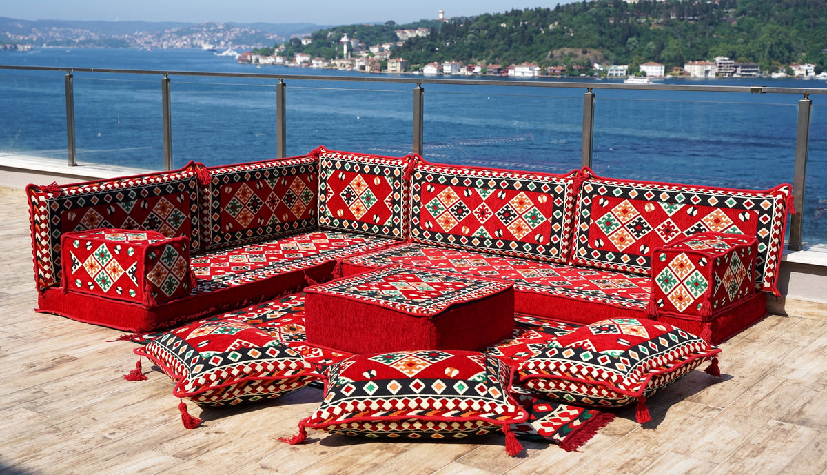 L Shaped Floor Sofa, Arabic Floor Seating Set, Turkish Floor Sofa