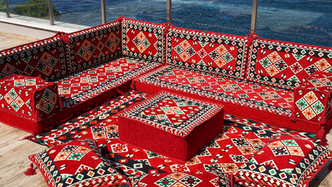 8 Thickness L Shape Sofa, Floor Sofa, Arabic Floor Seating Set, Turkish Floor Sofa