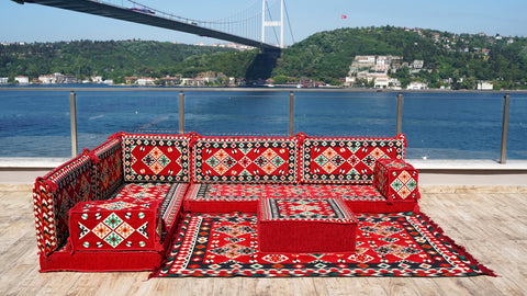 L Shaped Floor Sofa, Arabic Floor Seating Set, Turkish Floor Sofa