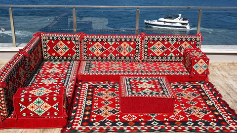 8 Thickness L Shape Sofa, Floor Sofa, Arabic Floor Seating Set, Turkish Floor Sofa