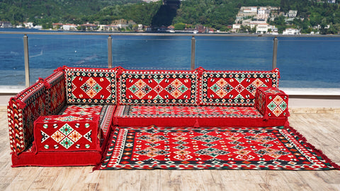 L Shaped Floor Sofa, Arabic Floor Seating Set, Turkish Floor Sofa