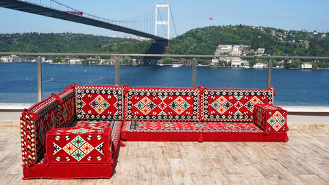 L Shaped Floor Sofa, Arabic Floor Seating Set, Turkish Floor Sofa