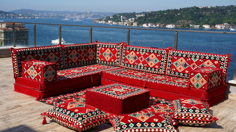 L Shaped Floor Sofa, Arabic Floor Seating Set, Turkish Floor Sofa