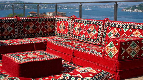 L Shaped Floor Sofa, Arabic Floor Seating Set, Turkish Floor Sofa