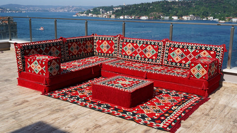 8 Thickness L Shape Sofa, Floor Sofa, Arabic Floor Seating Set, Turkish Floor Sofa