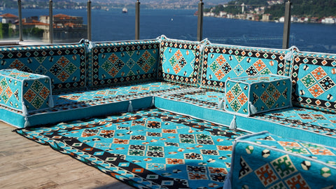 U Shaped Floor Seating, Moroccan Sofa Set, Arabic Majlis Seating