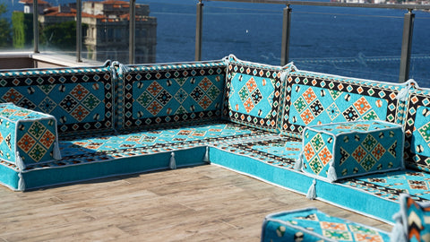 U Shaped Floor Seating, Moroccan Sofa Set, Arabic Majlis Seating