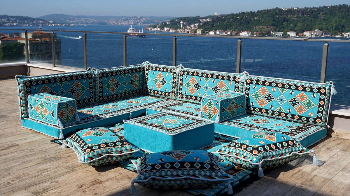 L Shaped Arabic Floor Seating, Turkish Sofa, Handmade Arabic Sofa