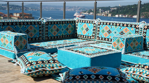 L Shaped Arabic Floor Seating, Turkish Sofa, Handmade Arabic Sofa