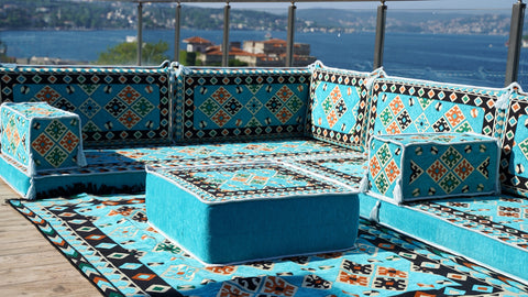 L Shaped Arabic Floor Seating, Turkish Sofa, Handmade Arabic Sofa