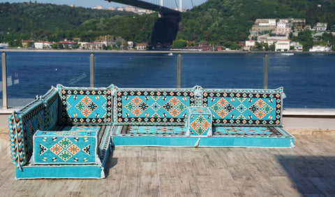 L Shaped Arabic Floor Seating, Turkish Sofa, Handmade Arabic Sofa