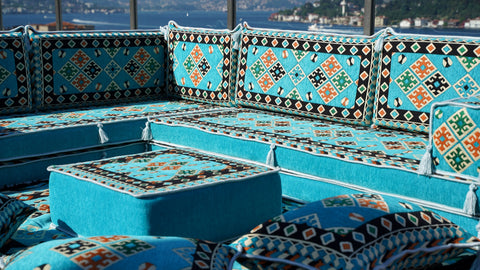 L Shaped Arabic Floor Seating, Turkish Sofa, Handmade Arabic Sofa