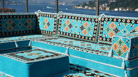 L Shaped Arabic Floor Seating, Turkish Sofa, Handmade Arabic Sofa