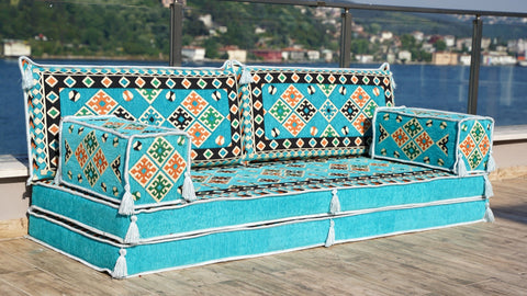 8 Thickness Loveseat, Floor Seating Set, Moroccan Sofa Set