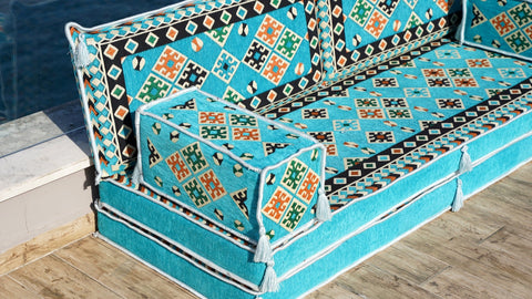 8 Thickness Loveseat, Floor Seating Set, Moroccan Sofa Set