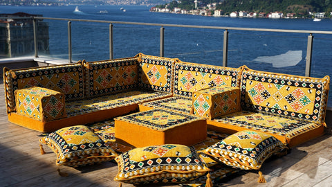 L Shaped Floor Sofa, Arabic Floor Seating, Turkish Floor Seating, Arabic Jalsa