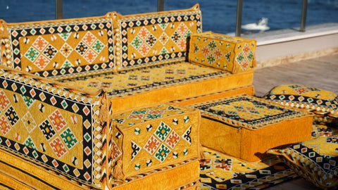 L Shaped Floor Sofa, Arabic Floor Seating, Turkish Floor Seating, Arabic Jalsa