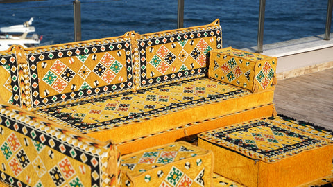 L Shaped Floor Sofa, Arabic Floor Seating, Turkish Floor Seating, Arabic Jalsa