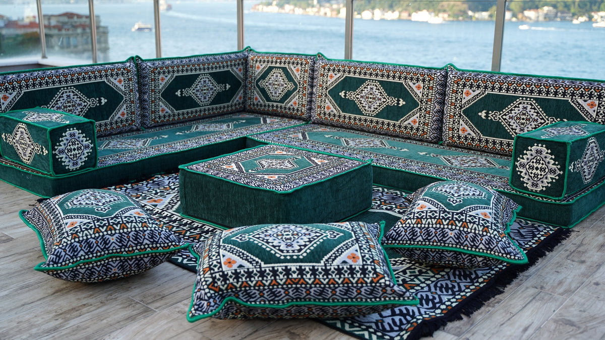 L Shaped Floor Sofa, Floor Seating Set, Majlis Sofa, Arabic Jalsa
