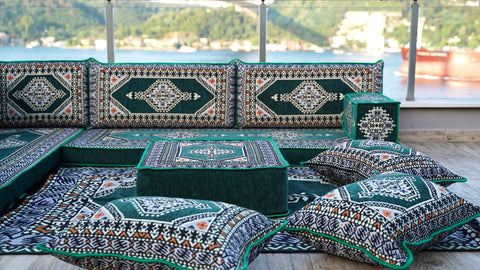 L Shaped Floor Sofa, Floor Seating Set, Majlis Sofa, Arabic Jalsa