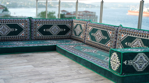 L Shaped Floor Sofa, Floor Seating Set, Majlis Sofa, Arabic Jalsa