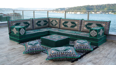L Shaped Floor Sofa, Floor Seating Set, Majlis Sofa, Arabic Jalsa