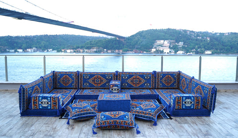 Floor Sofa Set, U Shaped Arabic Majlis, Oriental Sofa Set, Moroccan Sofa Set